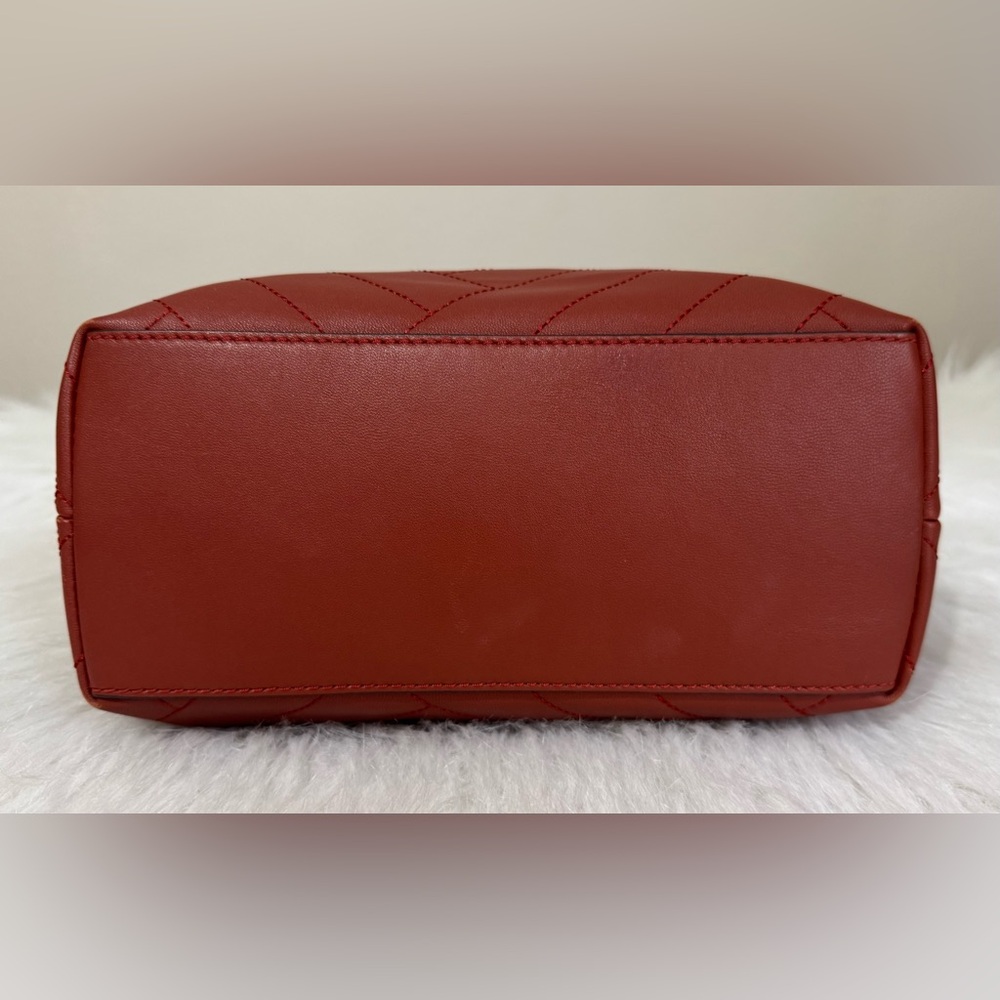 RARE Tory Burch Small Alexa Convertible Tote Bag Quilted Lambskin Rust Gold EUC - Picture 9 of 15